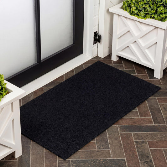 Natural Coir Indoor/Outdoor Mat 17" X 30" Natural/Black Stripe,