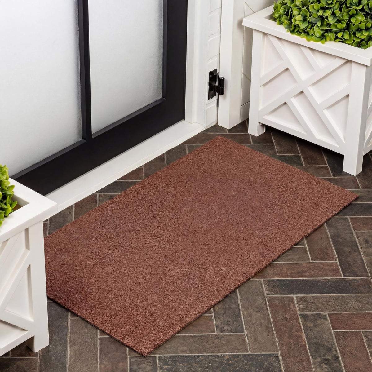 Natural Coir Indoor/Outdoor Mat 17" X 30" Natural/Black Stripe,