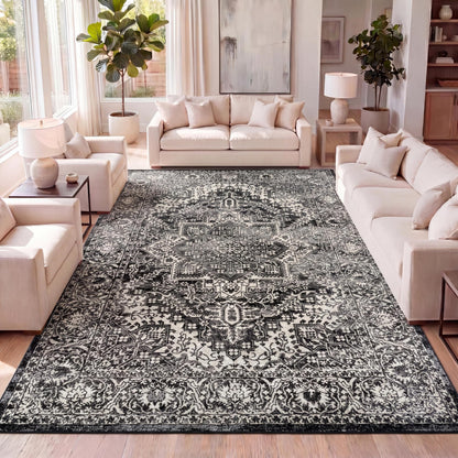 Vintage Medallion Indoor Area Rug Cream 3X5, Modern Boho for Living Room,