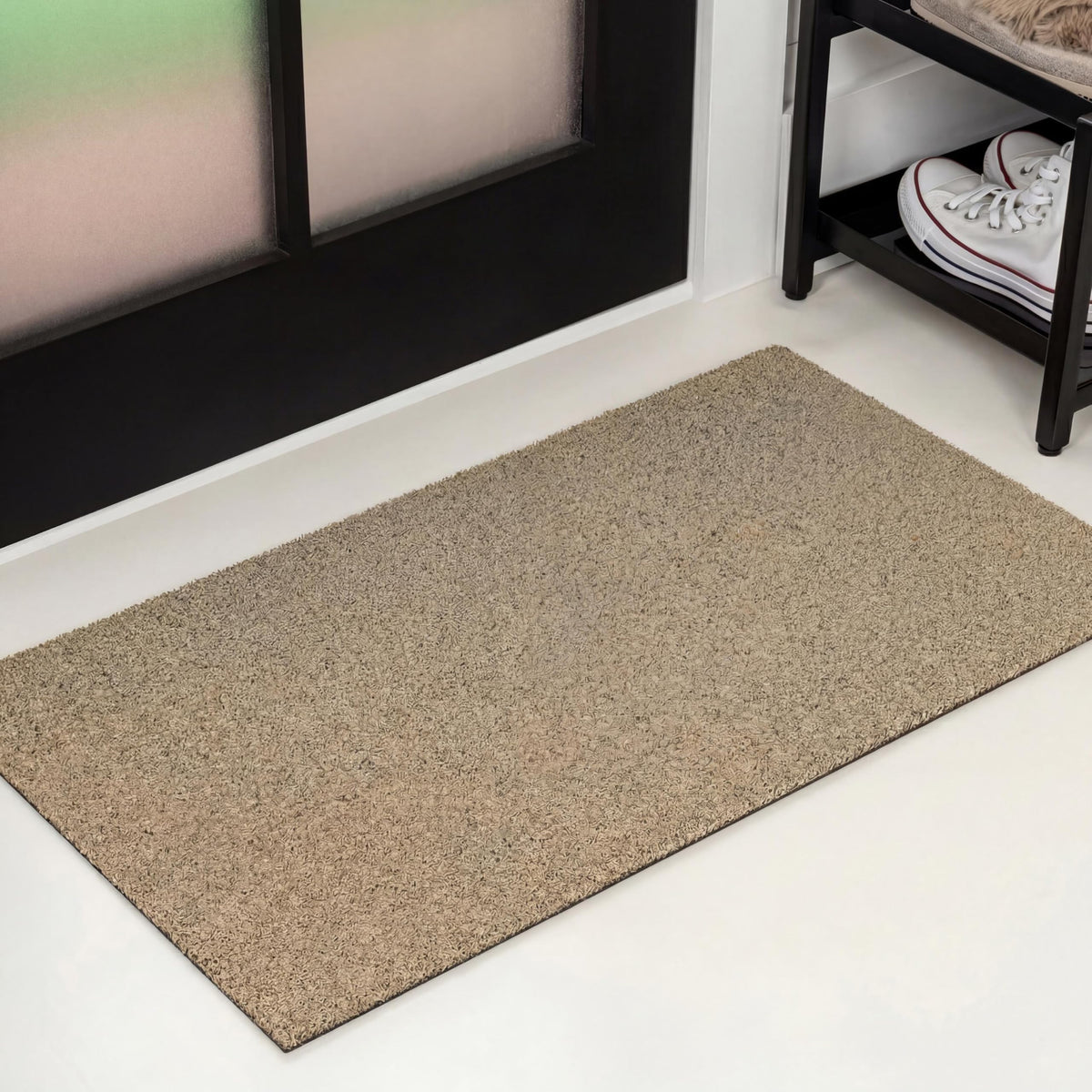 Natural Coir Indoor/Outdoor Mat 17" X 30" Natural/Black Stripe,