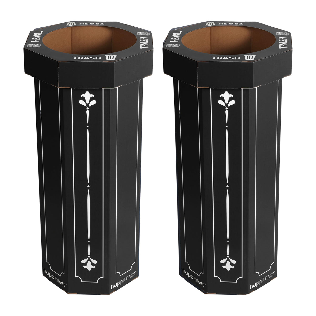 25 Gal Trash Can Bin, Brown, Set of 2