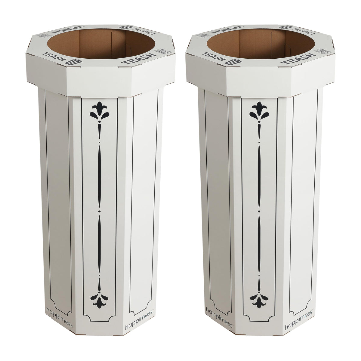 25 Gal Trash Can Bin, Brown, Set of 2
