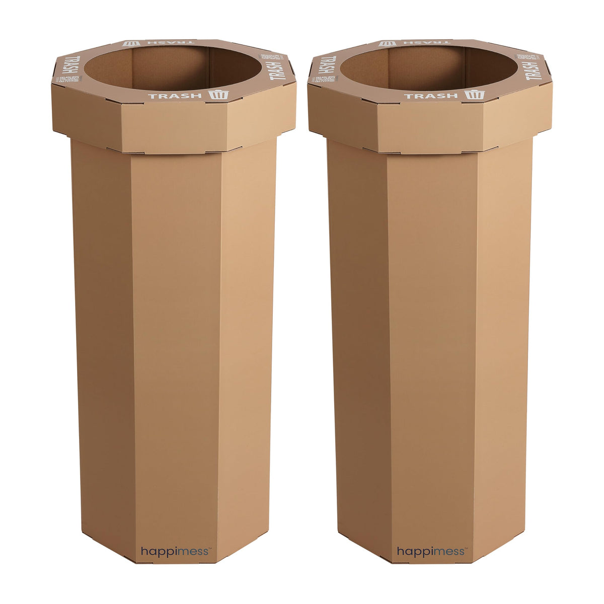 25 Gal Trash Can Bin, Brown, Set of 2