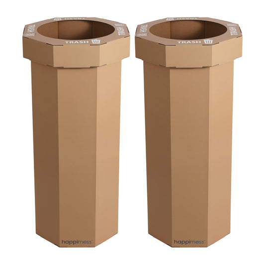 25 Gal Trash Can Bin, Brown, Set of 2