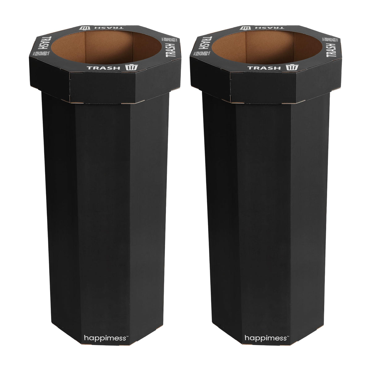 25 Gal Trash Can Bin, Brown, Set of 2