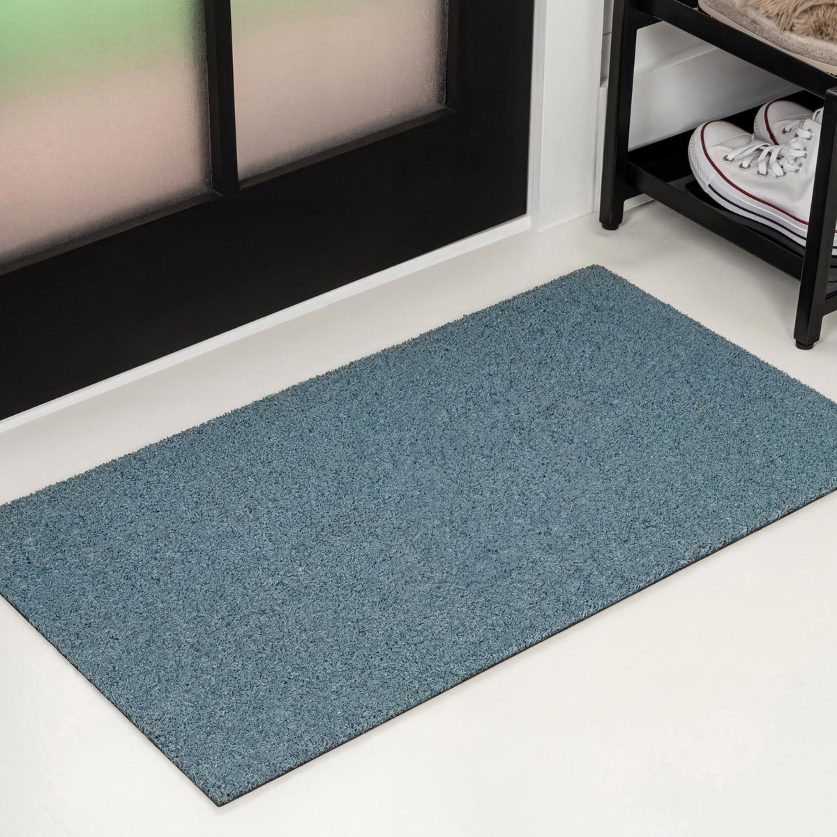 Natural Coir Indoor/Outdoor Mat 17" X 30" Natural/Black Stripe,