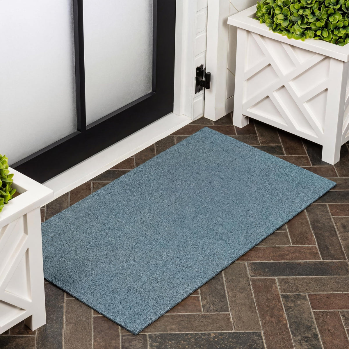Natural Coir Indoor/Outdoor Mat 17" X 30" Natural/Black Stripe,