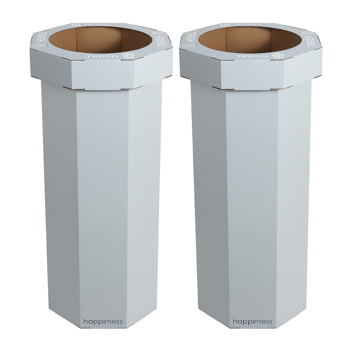 25 Gal Trash Can Bin, Brown, Set of 2
