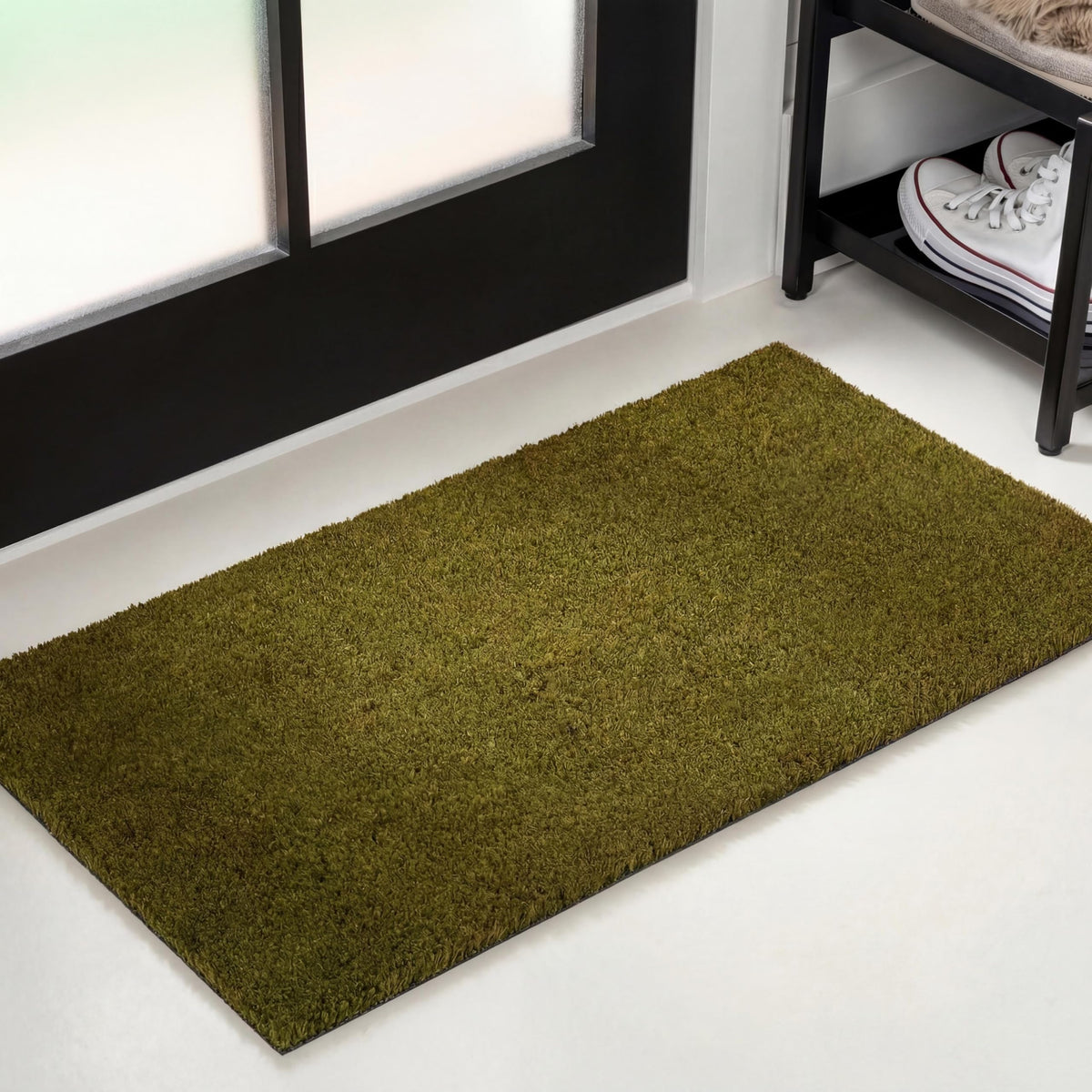 Natural Coir Indoor/Outdoor Mat 17" X 30" Natural/Black Stripe,