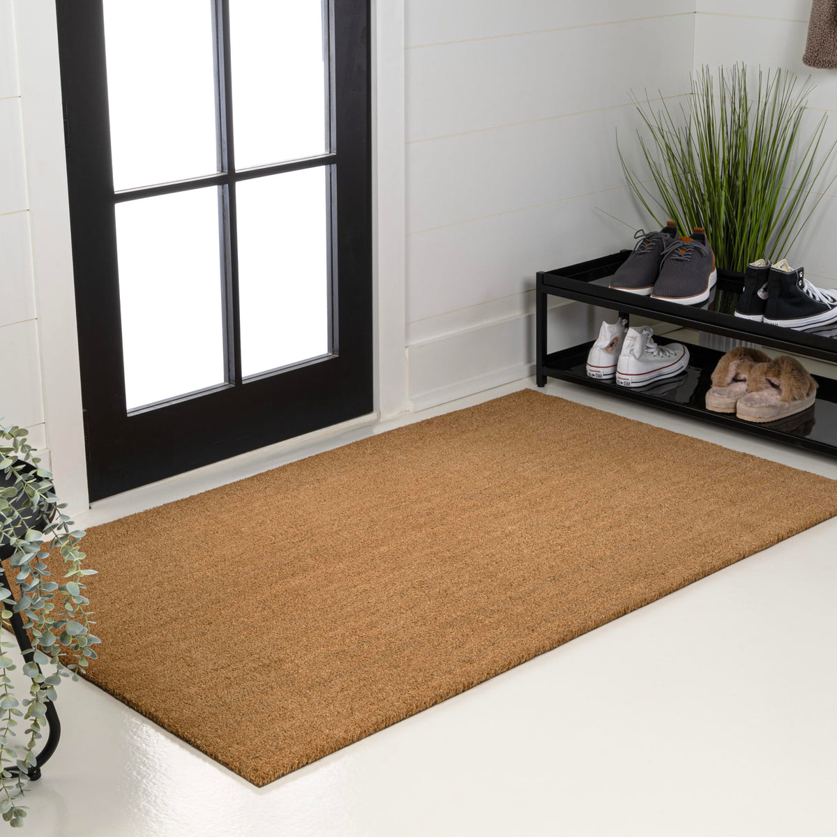 Natural Coir Indoor/Outdoor Mat 17" X 30" Natural/Black Stripe,