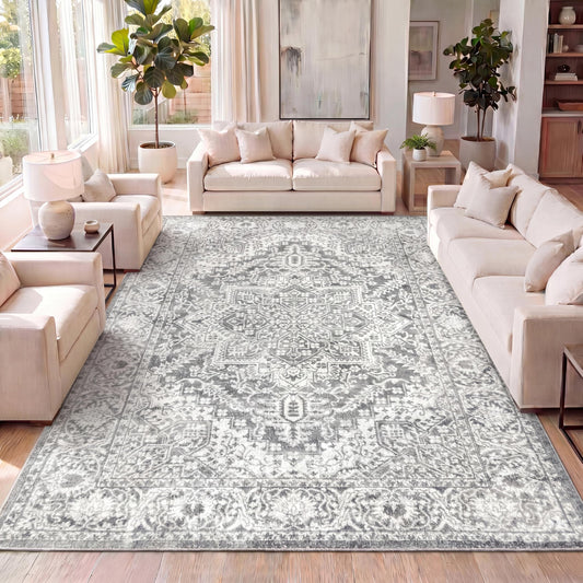 Vintage Medallion Indoor Area Rug Cream 3X5, Modern Boho for Living Room,