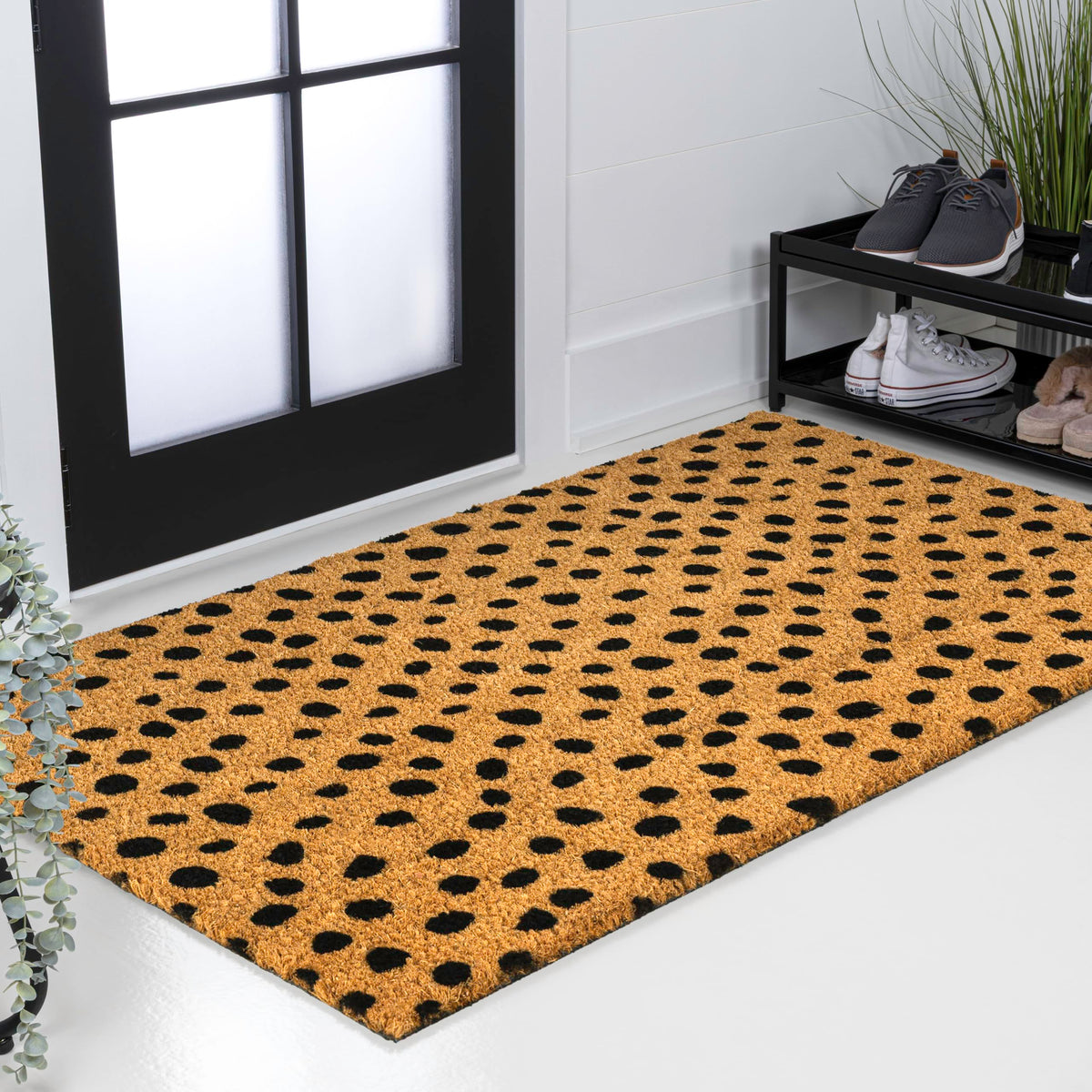 Natural Coir Indoor/Outdoor Mat 17" X 30" Natural/Black Stripe,