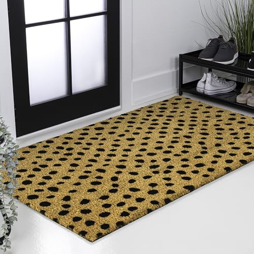 Natural Coir Indoor/Outdoor Mat 17" X 30" Natural/Black Stripe,