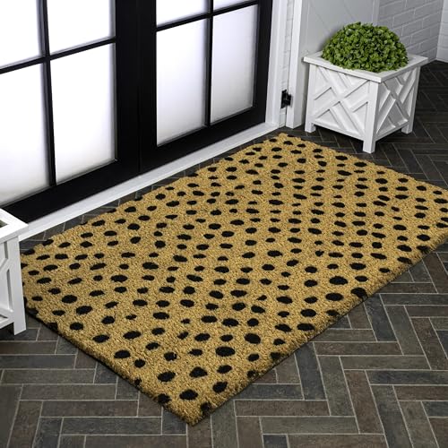 Natural Coir Indoor/Outdoor Mat 17" X 30" Natural/Black Stripe,