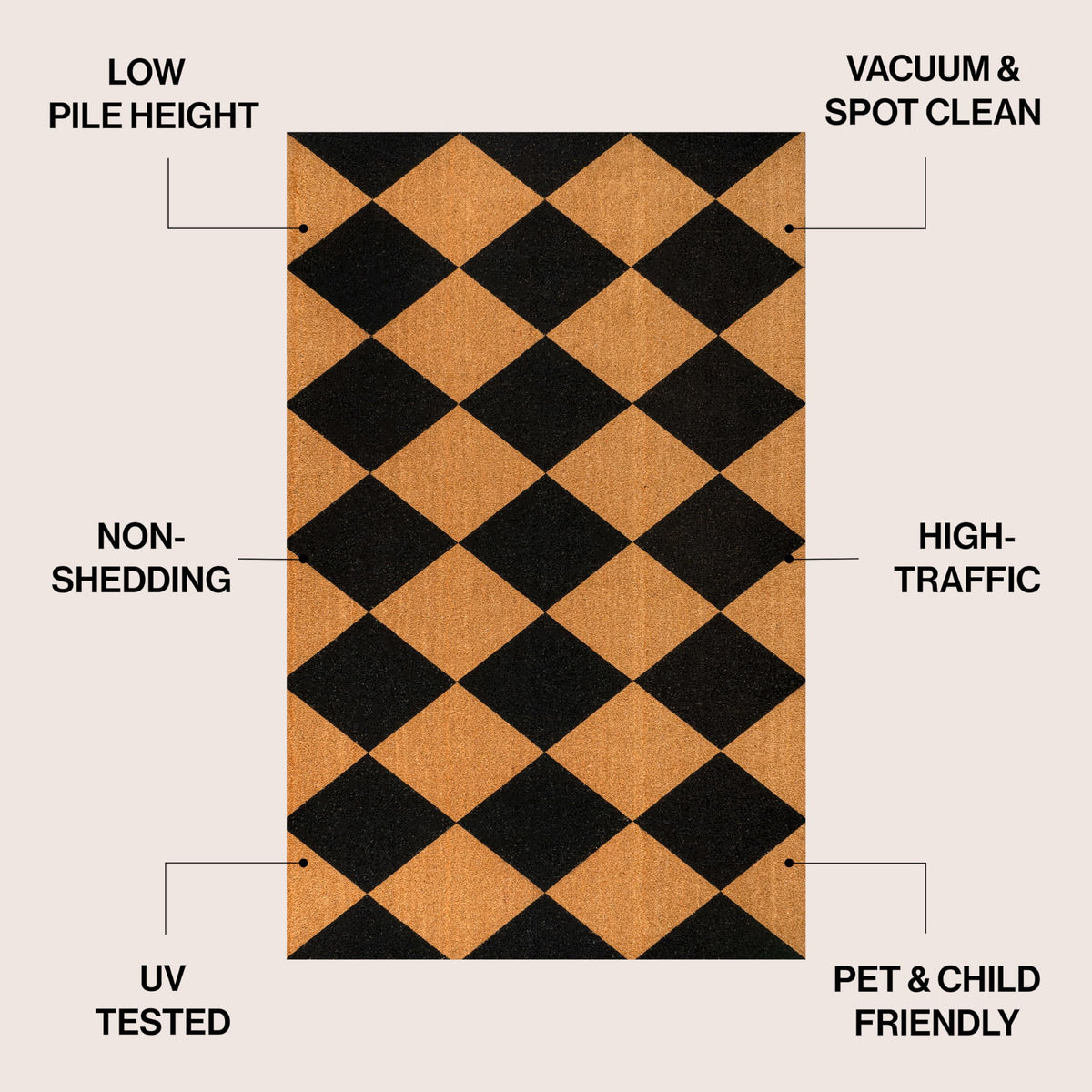 Natural Coir Indoor/Outdoor Mat 17" X 30" Natural/Black Stripe,