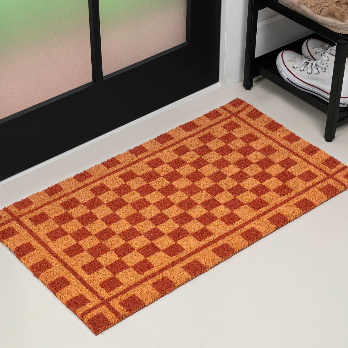 Natural Coir Indoor/Outdoor Mat 17" X 30" Natural/Black Stripe,