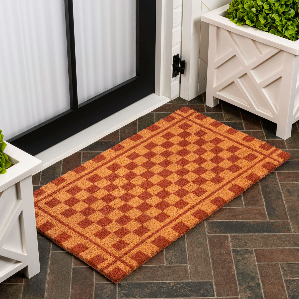 Natural Coir Indoor/Outdoor Mat 17" X 30" Natural/Black Stripe,