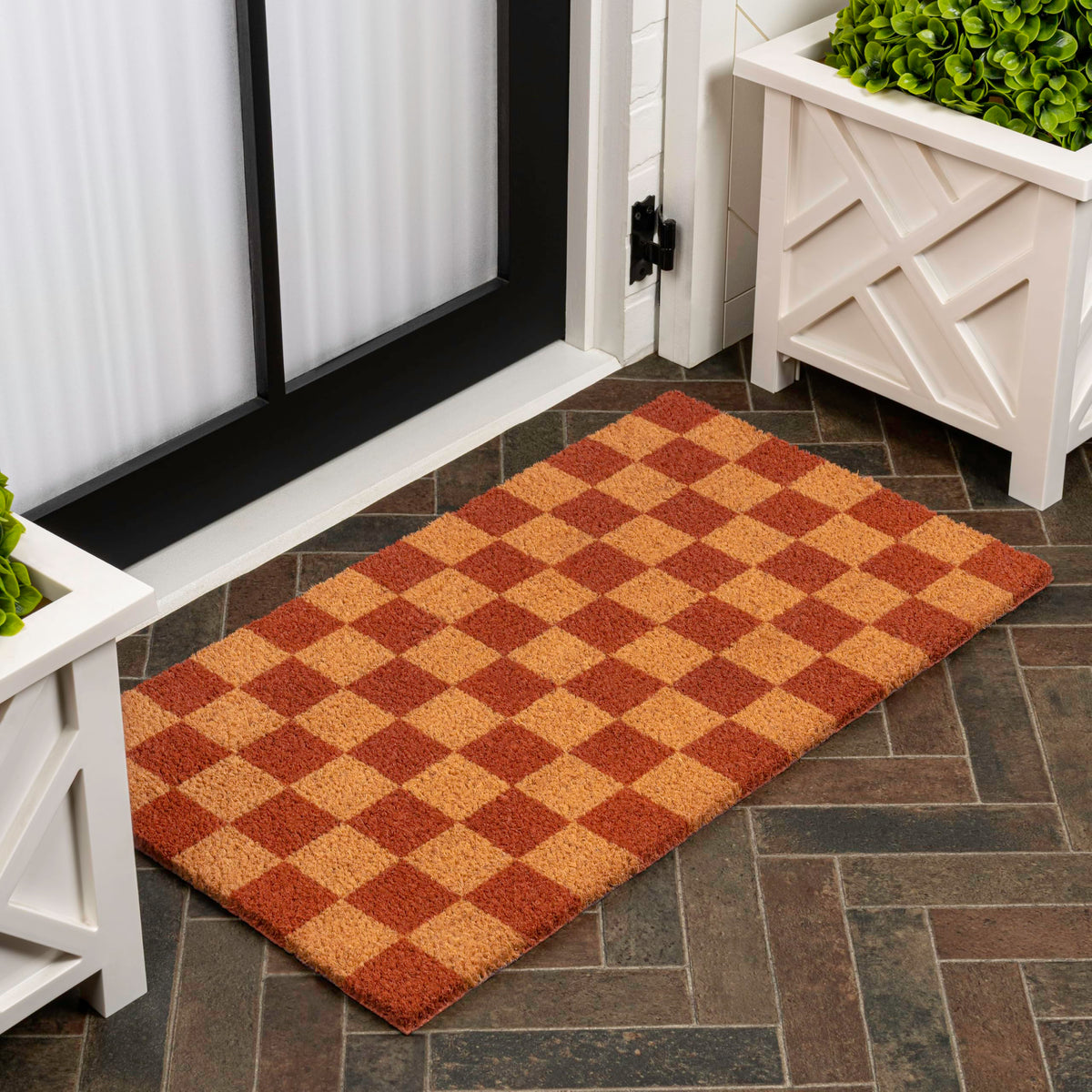 Natural Coir Indoor/Outdoor Mat 17" X 30" Natural/Black Stripe,