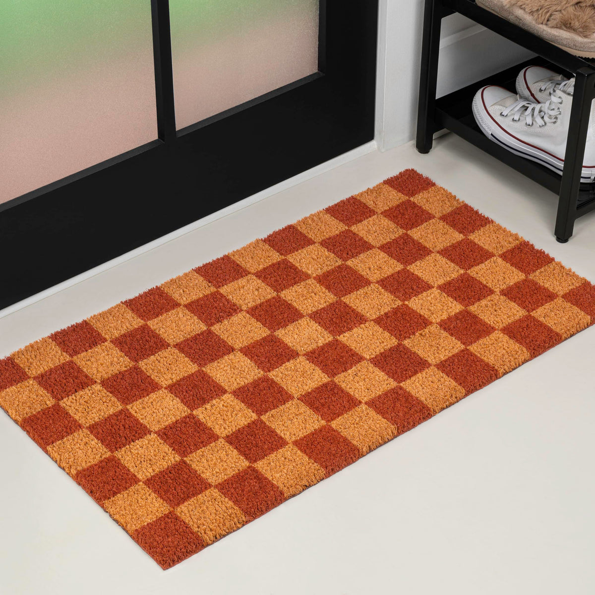 Natural Coir Indoor/Outdoor Mat 17" X 30" Natural/Black Stripe,