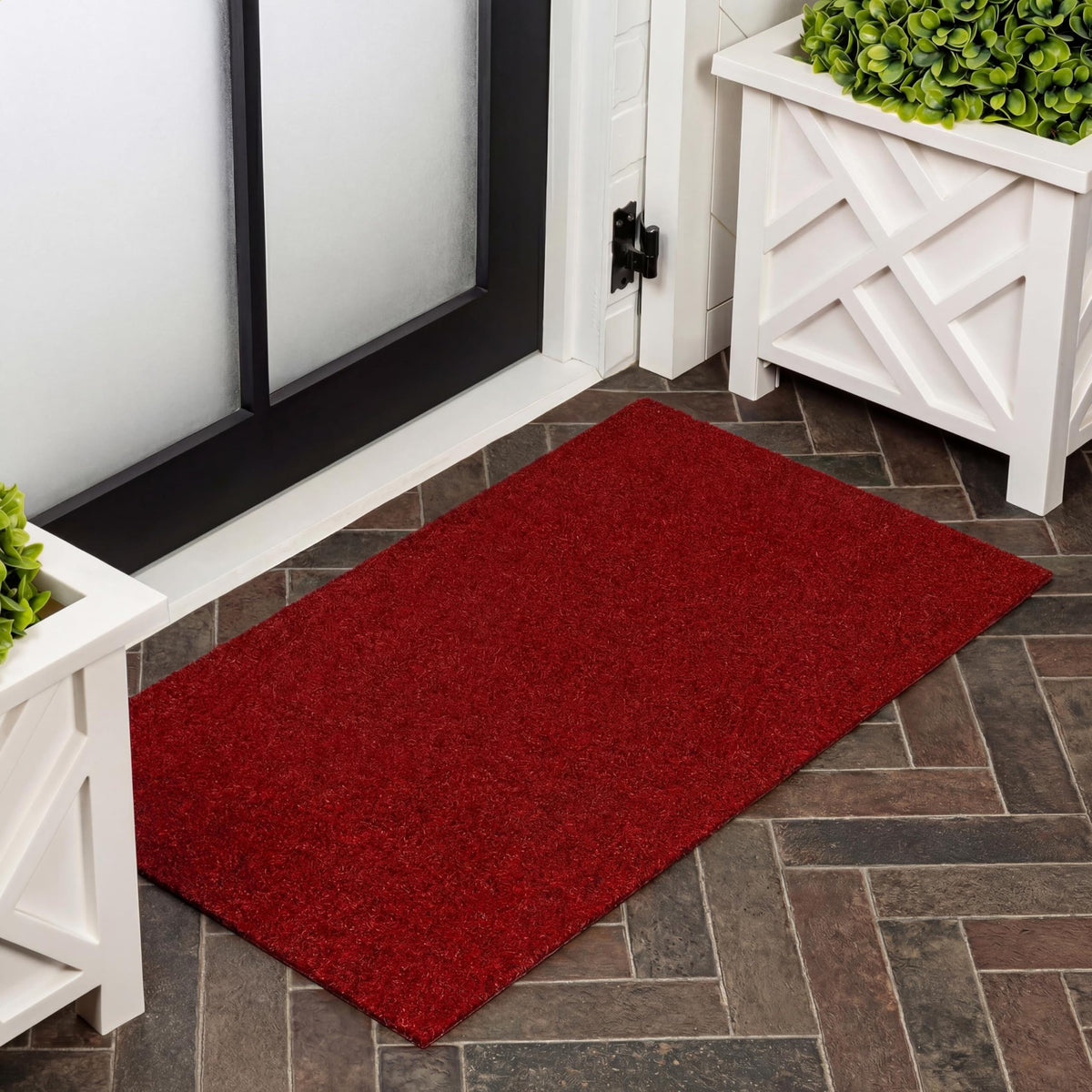Natural Coir Indoor/Outdoor Mat 17" X 30" Natural/Black Stripe,