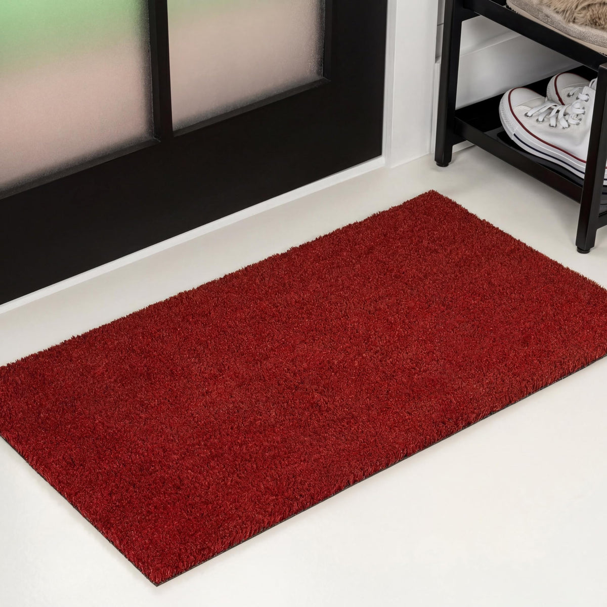 Natural Coir Indoor/Outdoor Mat 17" X 30" Natural/Black Stripe,