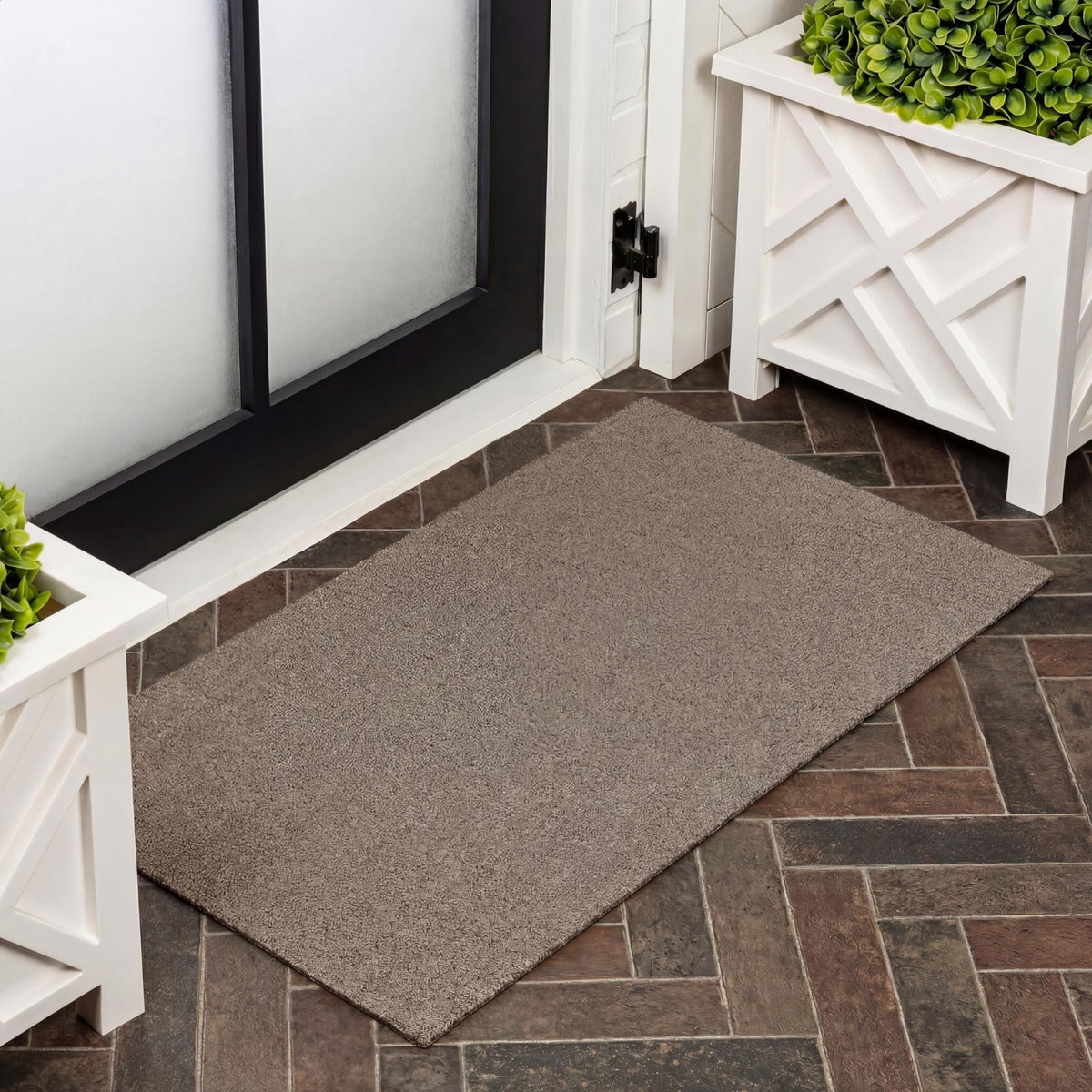 Natural Coir Indoor/Outdoor Mat 17" X 30" Natural/Black Stripe,
