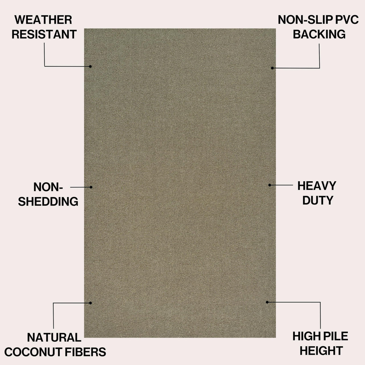 Natural Coir Indoor/Outdoor Mat 17" X 30" Natural/Black Stripe,