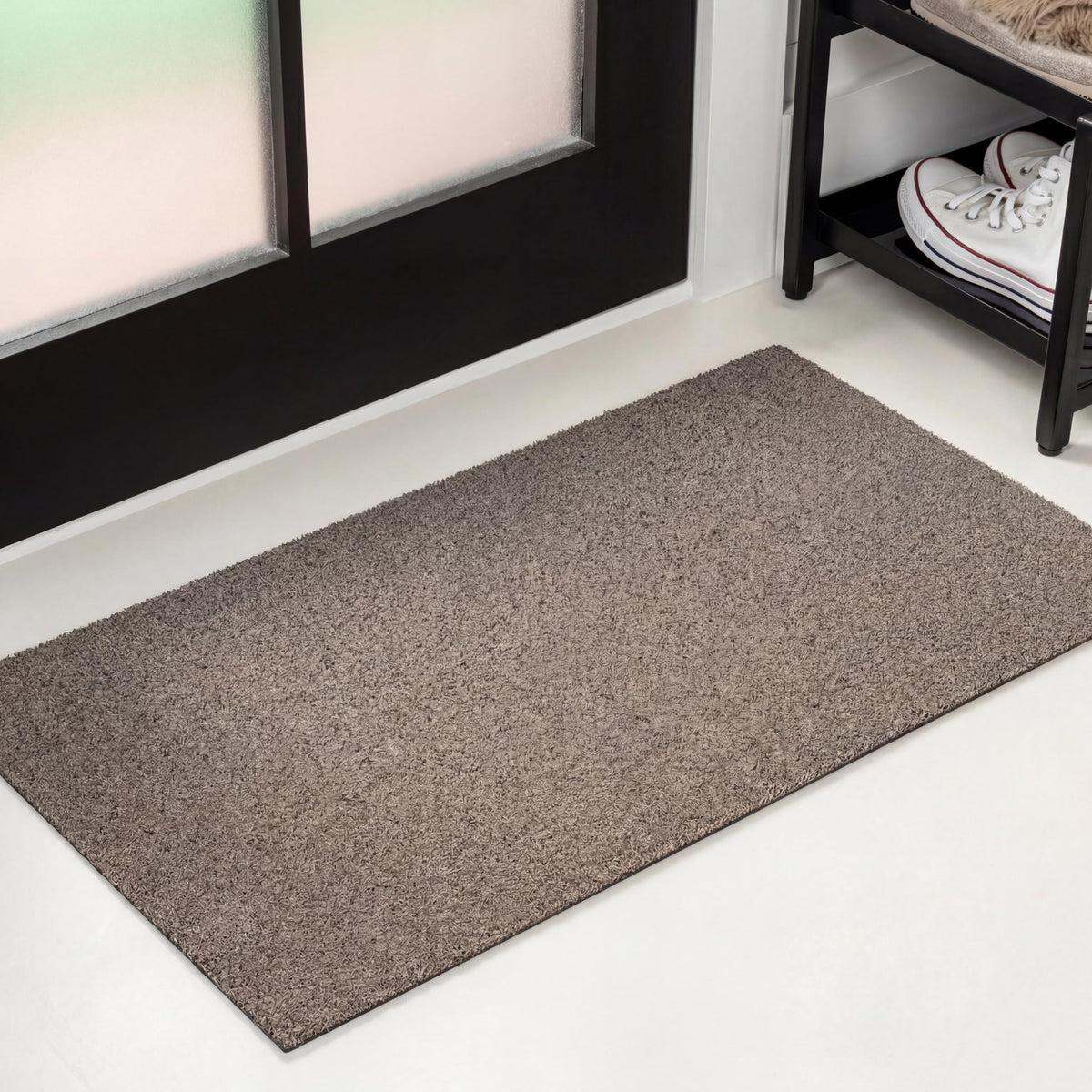 Natural Coir Indoor/Outdoor Mat 17" X 30" Natural/Black Stripe,